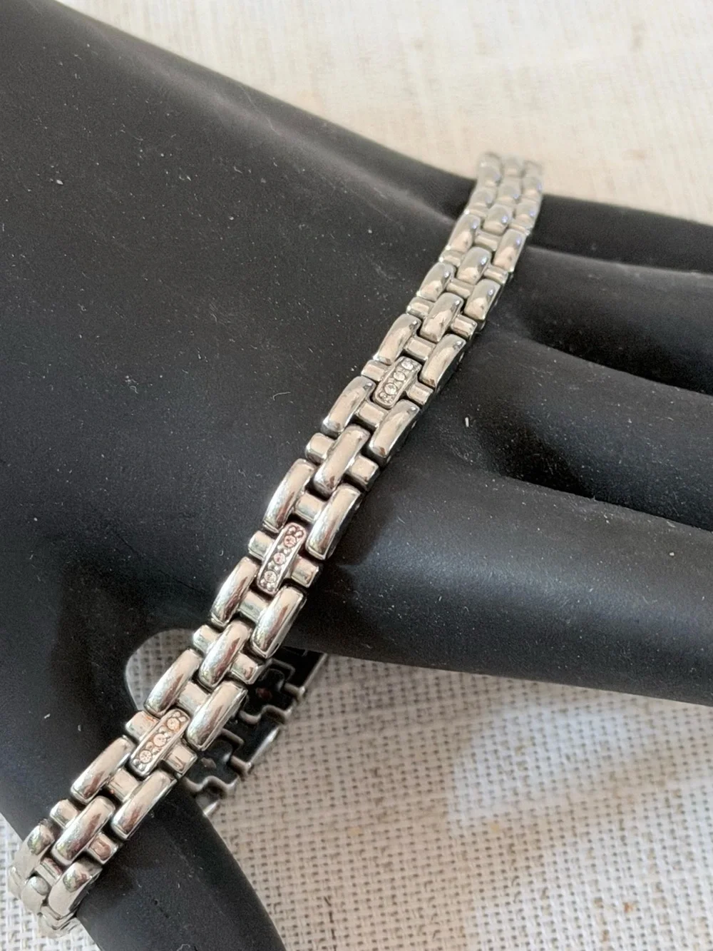 Citizen Silver Link Bracelet with Crystal Accents